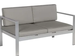 Discount Beliani Set da giardino con tavolo 4 posti SALERNO Metallo Grigio scuro Argento Grigio