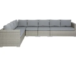 Best Beliani Set da giardino con tavolo 8 posti XXL Lato destro Modulare Rattan sintetico (PE) Grigio
