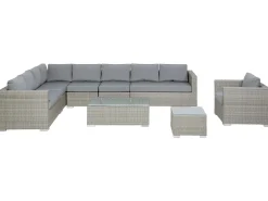 Best Beliani Set da giardino con tavolo 8 posti XXL Lato destro Modulare Rattan sintetico (PE) Grigio