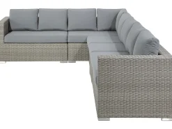 Best Beliani Set da giardino con tavolo 8 posti XXL Lato destro Modulare Rattan sintetico (PE) Grigio