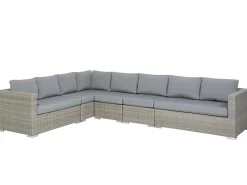 Best Beliani Set da giardino con tavolo 8 posti XXL Lato destro Modulare Rattan sintetico (PE) Grigio
