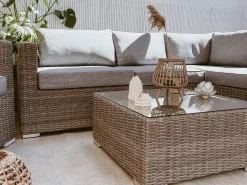 Best Beliani Set da giardino con tavolo 8 posti XXL Lato destro Modulare Rattan sintetico (PE) Grigio