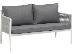 Beliani Set da giardino con tavolo 4 posti LATINA Metallo Grigio Bianco Grigio