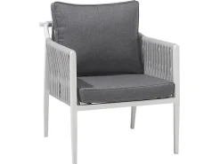 Beliani Set da giardino con tavolo 4 posti LATINA Metallo Grigio Bianco Grigio
