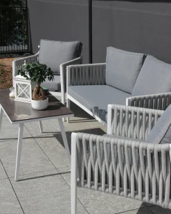 Beliani Set da giardino con tavolo 4 posti LATINA Metallo Grigio Bianco Grigio