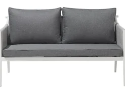 Beliani Set da giardino con tavolo 4 posti LATINA Metallo Grigio Bianco Grigio