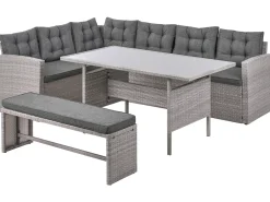Hot Beliani Set da giardino con tavolo 8 posti VITERBO con cuscini Rattan sintetico (PE) Grigio