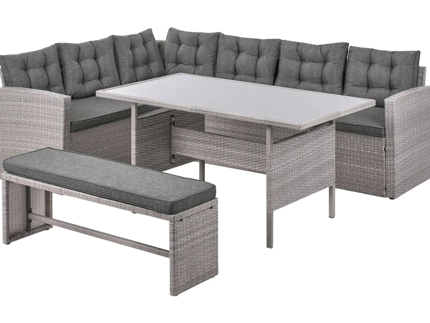 Hot Beliani Set da giardino con tavolo 8 posti VITERBO con cuscini Rattan sintetico (PE) Grigio