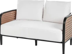 Beliani Set da giardino con tavolo 2 posti MONTEFALCO Metallo Bianco Bianco Nero