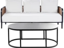 Clearance Beliani Set da giardino con tavolo 3 posti MONTEFALCO Metallo Bianco Bianco Nero