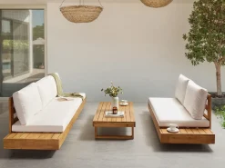 New Beliani Set da giardino con tavolo 5 posti MARETTIMO Legno di acacia certificato Marrone Bianco Marrone