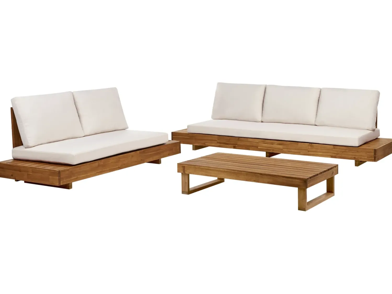 New Beliani Set da giardino con tavolo 5 posti MARETTIMO Legno di acacia certificato Marrone Bianco Marrone