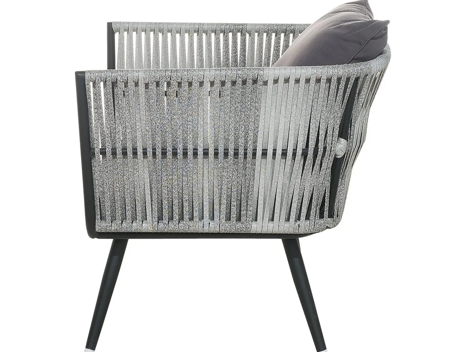 Sale Beliani Set da giardino con tavolo 4 posti RAGUSA Rattan sintetico (PE) Grigio Grigio Nero