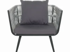 Sale Beliani Set da giardino con tavolo 4 posti RAGUSA Rattan sintetico (PE) Grigio Grigio Nero