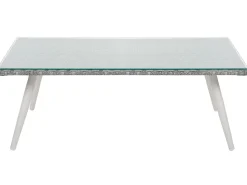 Discount Beliani Set da giardino con tavolo 4 posti RAGUSA Rattan sintetico (PE) Bianco sporco Bianco Grigio