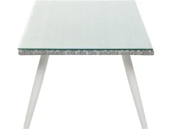 Discount Beliani Set da giardino con tavolo 4 posti RAGUSA Rattan sintetico (PE) Bianco sporco Bianco Grigio