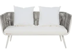 Discount Beliani Set da giardino con tavolo 4 posti RAGUSA Rattan sintetico (PE) Bianco sporco Bianco Grigio