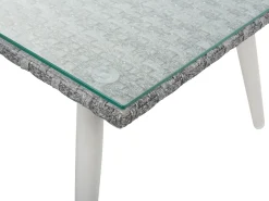 Discount Beliani Set da giardino con tavolo 4 posti RAGUSA Rattan sintetico (PE) Bianco sporco Bianco Grigio