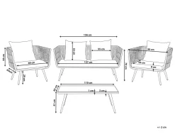 Discount Beliani Set da giardino con tavolo 4 posti RAGUSA Rattan sintetico (PE) Bianco sporco Bianco Grigio