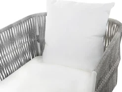 Discount Beliani Set da giardino con tavolo 4 posti RAGUSA Rattan sintetico (PE) Bianco sporco Bianco Grigio