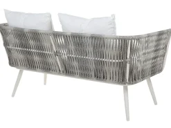 Discount Beliani Set da giardino con tavolo 4 posti RAGUSA Rattan sintetico (PE) Bianco sporco Bianco Grigio