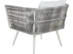 Discount Beliani Set da giardino con tavolo 4 posti RAGUSA Rattan sintetico (PE) Bianco sporco Bianco Grigio