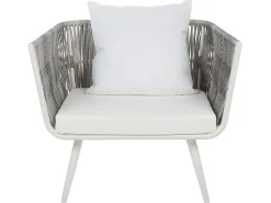 Discount Beliani Set da giardino con tavolo 4 posti RAGUSA Rattan sintetico (PE) Bianco sporco Bianco Grigio