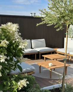 Beliani Set da giardino con tavolo 4 posti FRASCATI Modulare Legno di acacia certificato Grigio chiaro Marrone Grigio