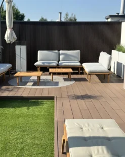 Beliani Set da giardino con tavolo 4 posti FRASCATI Modulare Legno di acacia certificato Grigio chiaro Marrone Grigio