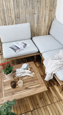Beliani Set da giardino con tavolo 4 posti FRASCATI Modulare Legno di acacia certificato Grigio chiaro Marrone Grigio