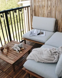 Beliani Set da giardino con tavolo 4 posti FRASCATI Modulare Legno di acacia certificato Grigio chiaro Marrone Grigio