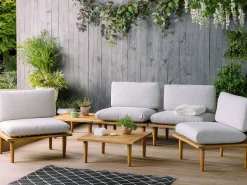 Beliani Set da giardino con tavolo 4 posti FRASCATI Modulare Legno di acacia certificato Grigio chiaro Marrone Grigio