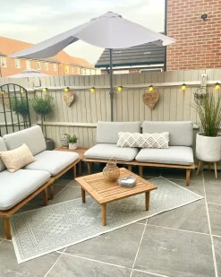 Beliani Set da giardino con tavolo 4 posti FRASCATI Modulare Legno di acacia certificato Grigio chiaro Marrone Grigio