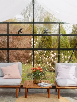 Outlet Beliani Set da giardino con tavolo 2 posti FRASCATI Modulare Legno di acacia certificato Grigio chiaro Marrone Grigio