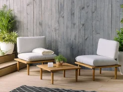 Outlet Beliani Set da giardino con tavolo 2 posti FRASCATI Modulare Legno di acacia certificato Grigio chiaro Marrone Grigio
