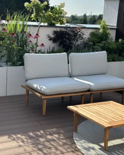 Outlet Beliani Set da giardino con tavolo 2 posti FRASCATI Modulare Legno di acacia certificato Grigio chiaro Marrone Grigio