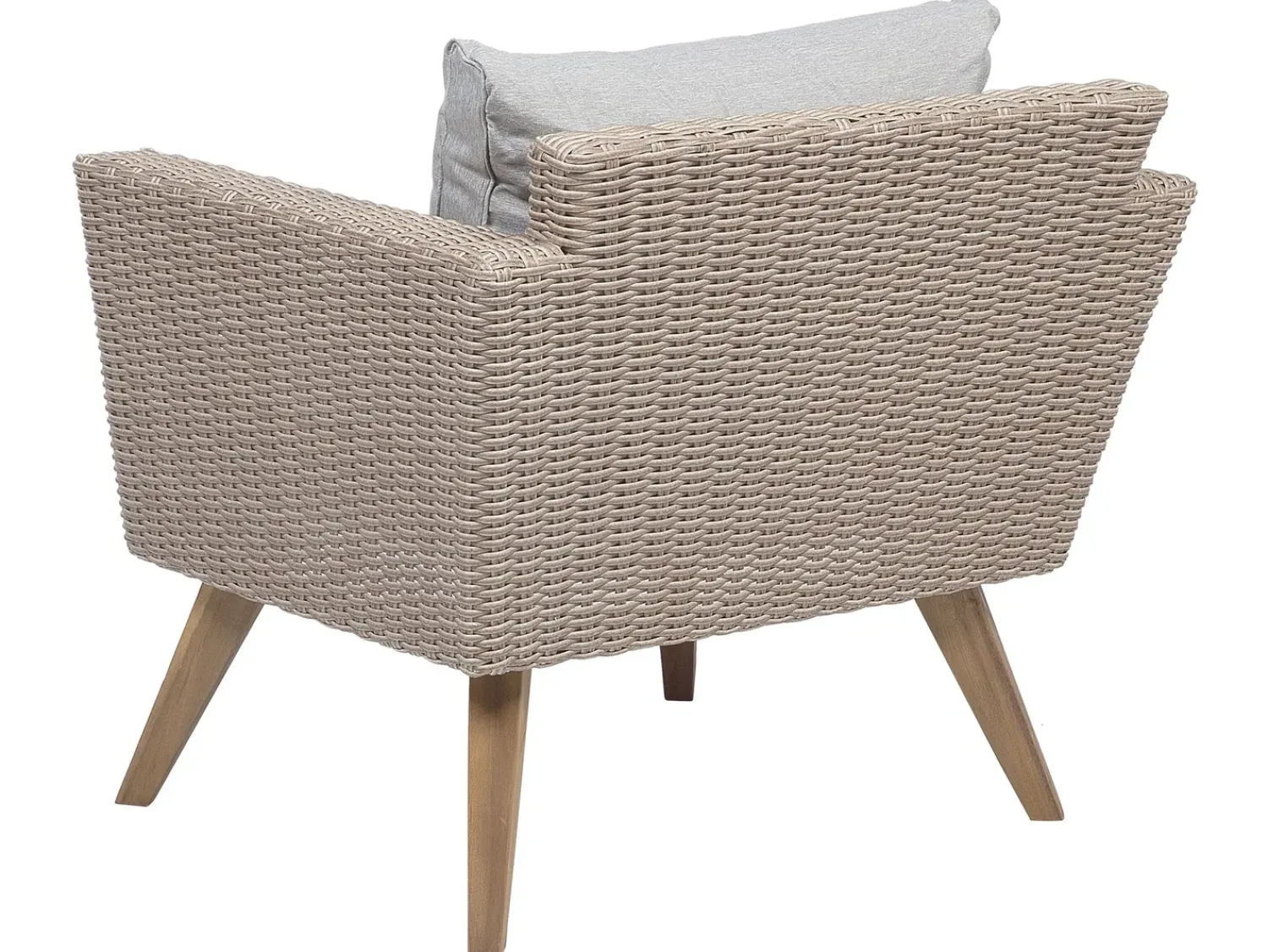 Clearance Beliani Set da giardino con tavolo 4 posti VITTORIA Rattan sintetico (PE) Grigio Beige Naturale Marrone Grigio