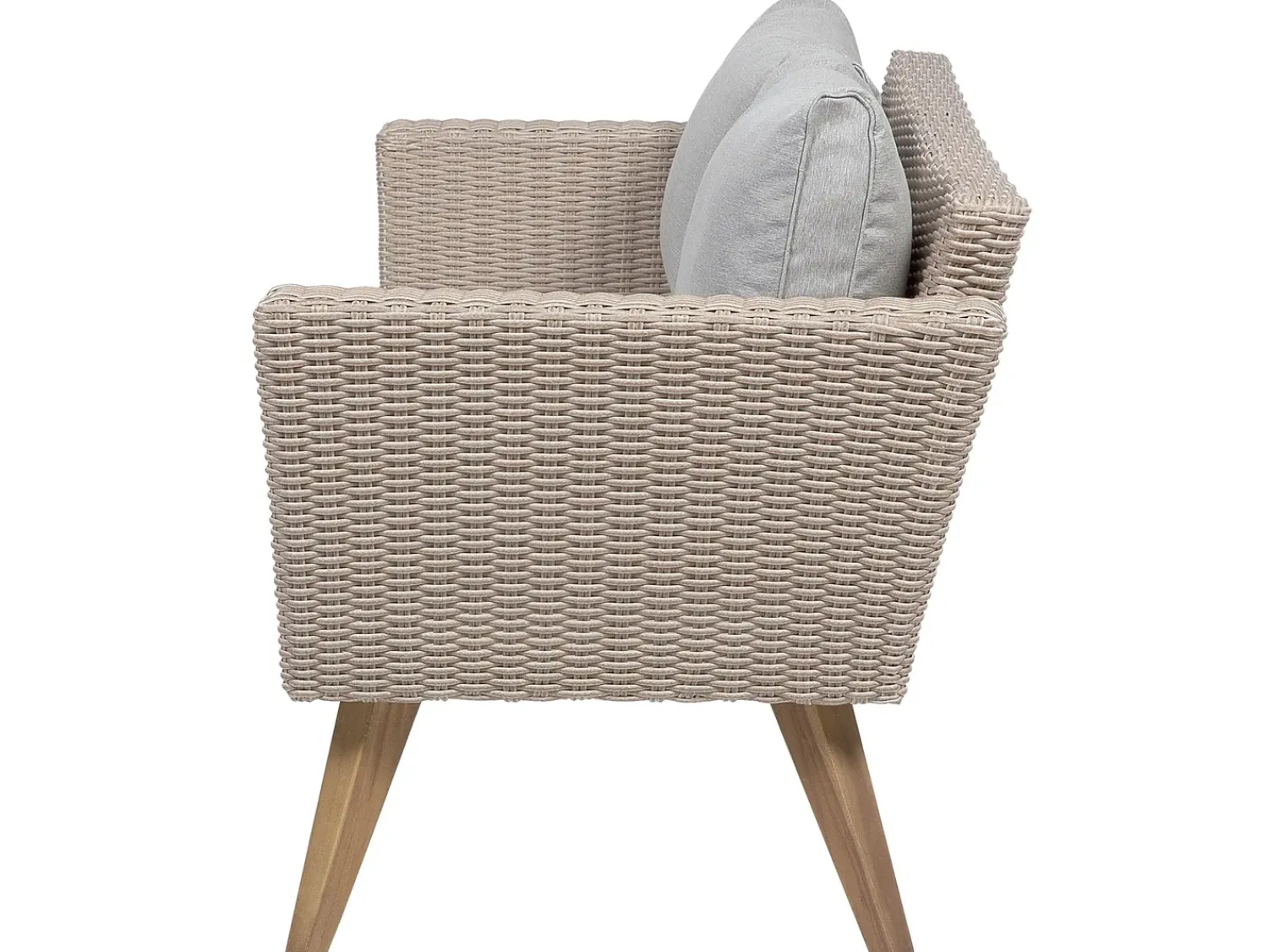Clearance Beliani Set da giardino con tavolo 4 posti VITTORIA Rattan sintetico (PE) Grigio Beige Naturale Marrone Grigio