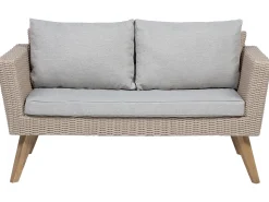 Clearance Beliani Set da giardino con tavolo 4 posti VITTORIA Rattan sintetico (PE) Grigio Beige Naturale Marrone Grigio