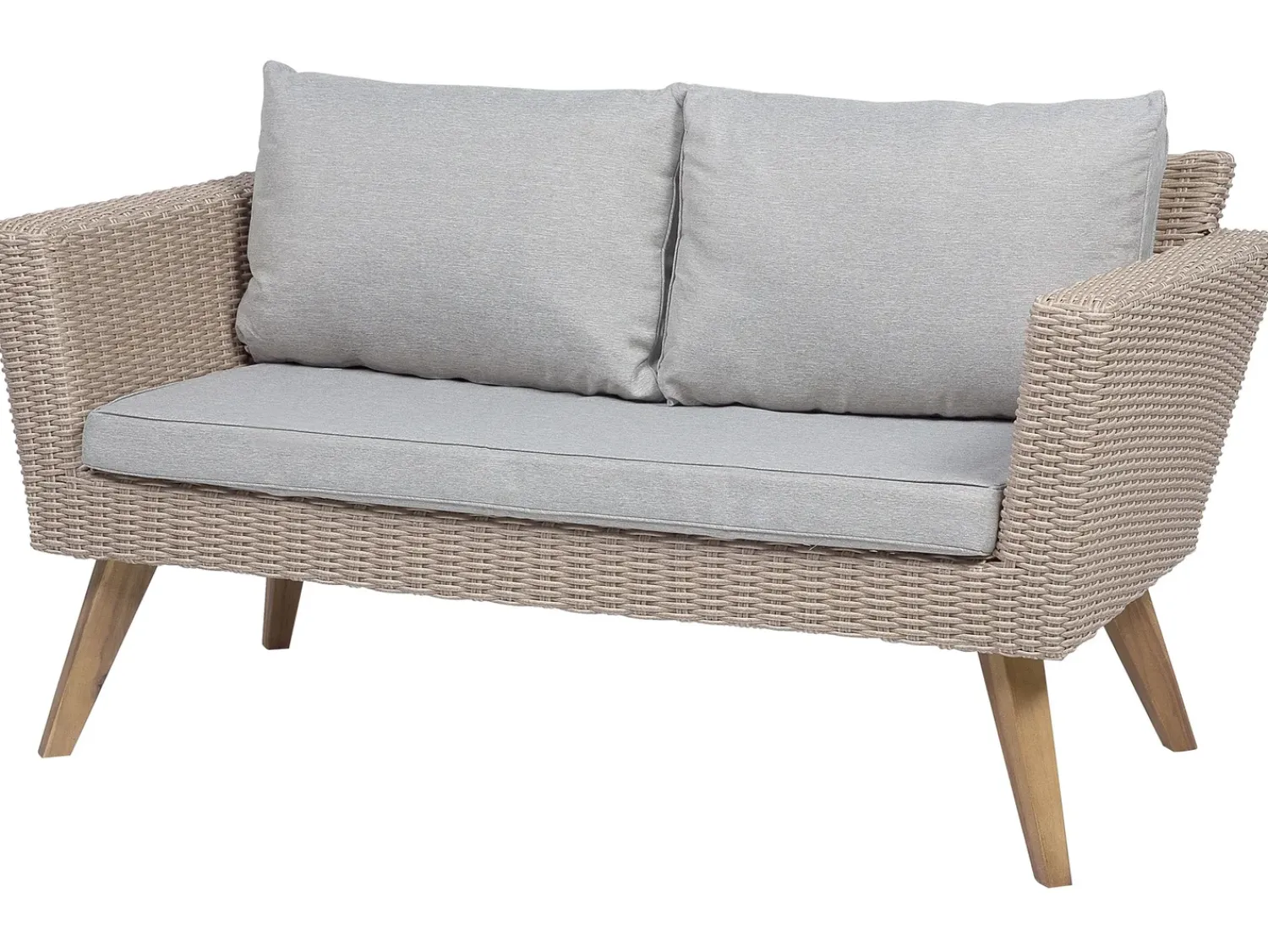 Clearance Beliani Set da giardino con tavolo 4 posti VITTORIA Rattan sintetico (PE) Grigio Beige Naturale Marrone Grigio