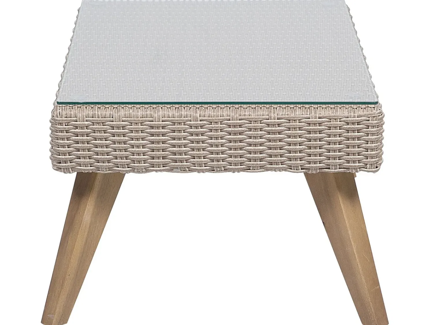 Clearance Beliani Set da giardino con tavolo 4 posti VITTORIA Rattan sintetico (PE) Grigio Beige Naturale Marrone Grigio