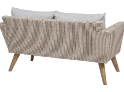 Clearance Beliani Set da giardino con tavolo 4 posti VITTORIA Rattan sintetico (PE) Grigio Beige Naturale Marrone Grigio