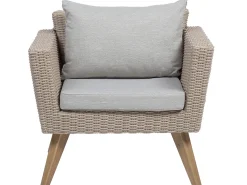 Clearance Beliani Set da giardino con tavolo 4 posti VITTORIA Rattan sintetico (PE) Grigio Beige Naturale Marrone Grigio
