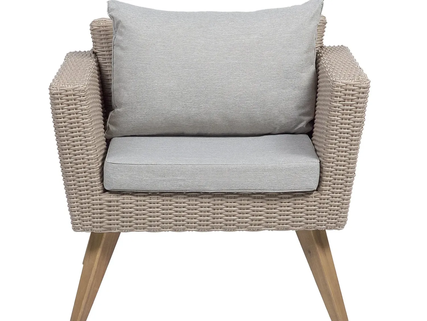 Clearance Beliani Set da giardino con tavolo 4 posti VITTORIA Rattan sintetico (PE) Grigio Beige Naturale Marrone Grigio