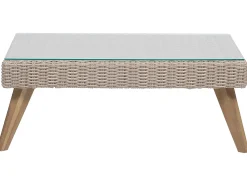 Clearance Beliani Set da giardino con tavolo 4 posti VITTORIA Rattan sintetico (PE) Grigio Beige Naturale Marrone Grigio