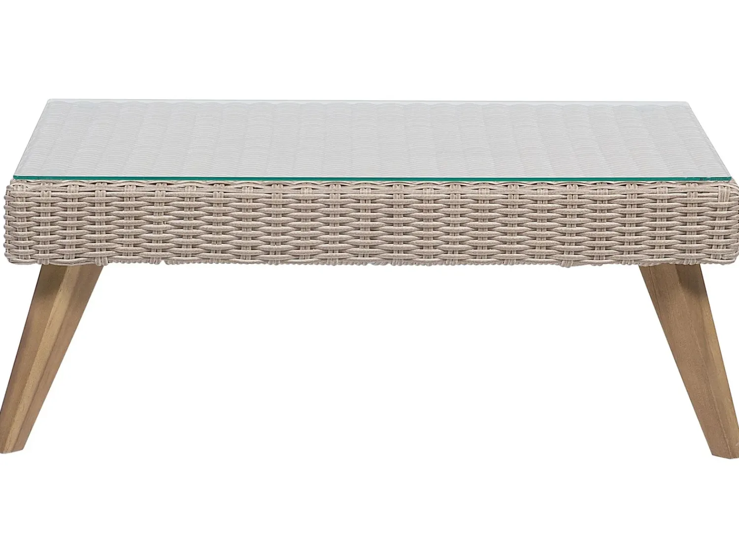 Clearance Beliani Set da giardino con tavolo 4 posti VITTORIA Rattan sintetico (PE) Grigio Beige Naturale Marrone Grigio