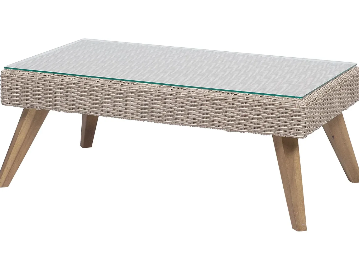 Clearance Beliani Set da giardino con tavolo 4 posti VITTORIA Rattan sintetico (PE) Grigio Beige Naturale Marrone Grigio