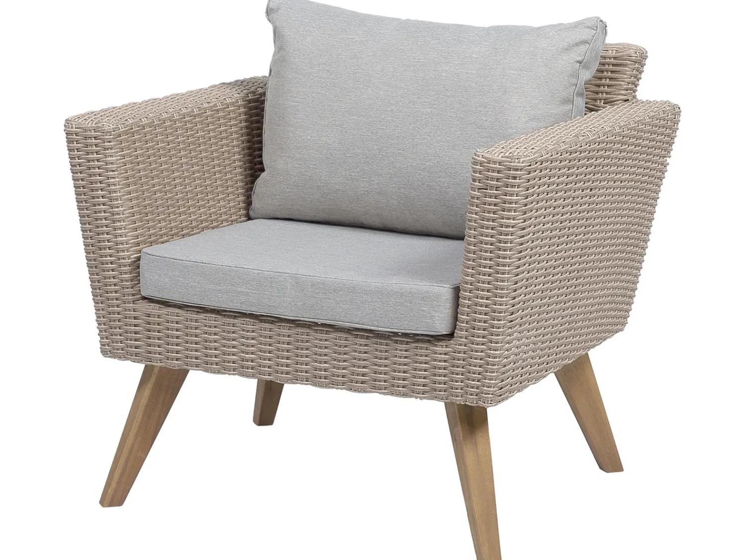 Clearance Beliani Set da giardino con tavolo 4 posti VITTORIA Rattan sintetico (PE) Grigio Beige Naturale Marrone Grigio