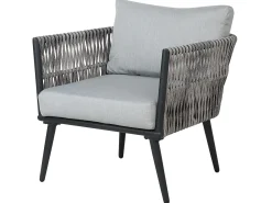 Beliani Set da giardino con tavolo 4 posti PREVEZA Rattan sintetico (PE) Grigio Grigio Nero