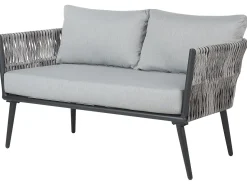 Beliani Set da giardino con tavolo 4 posti PREVEZA Rattan sintetico (PE) Grigio Grigio Nero